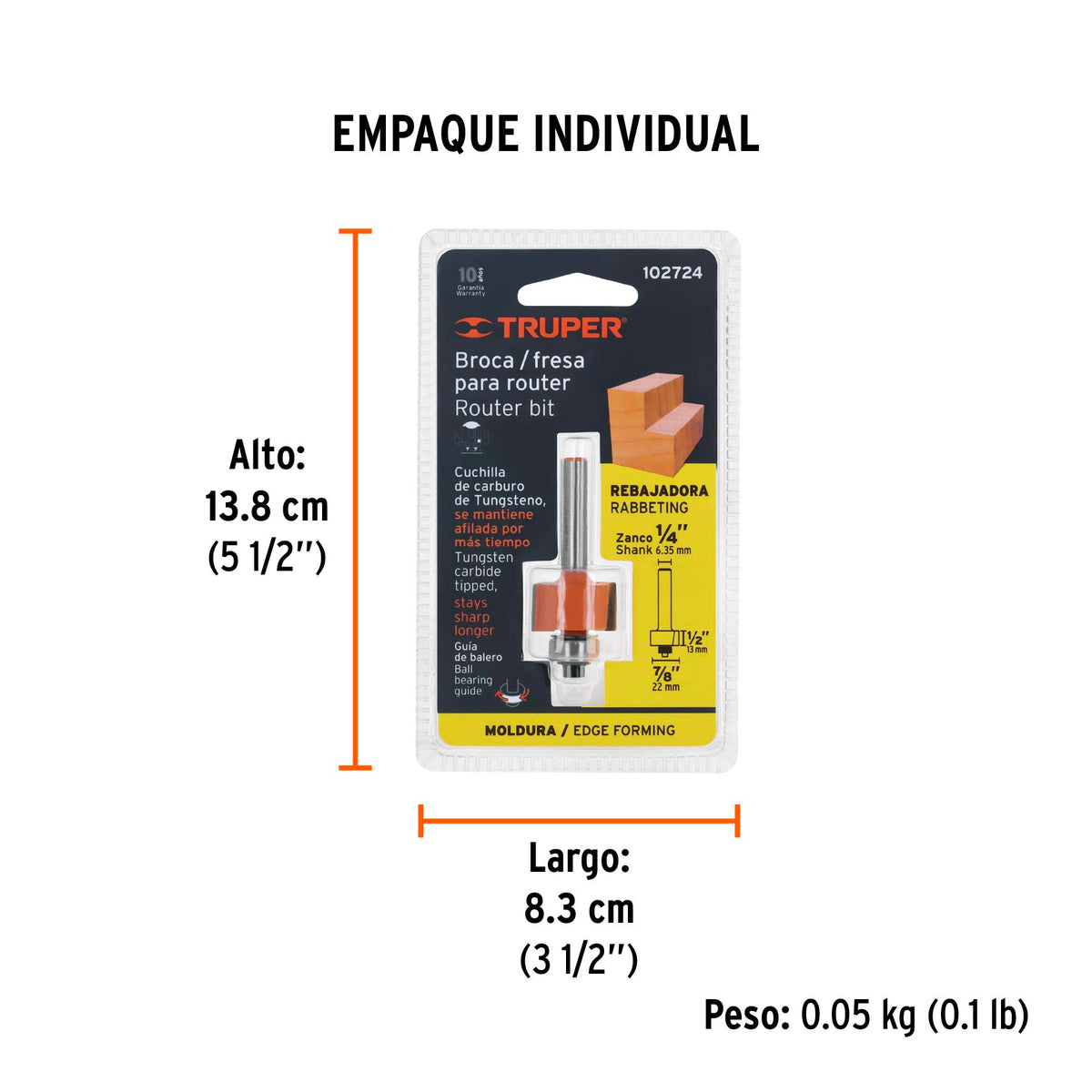 Broca para router, rebajado, 7/8" con balero · vista 5