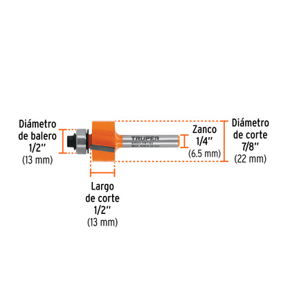 Broca para router, rebajado, 7/8" con balero · vista 3