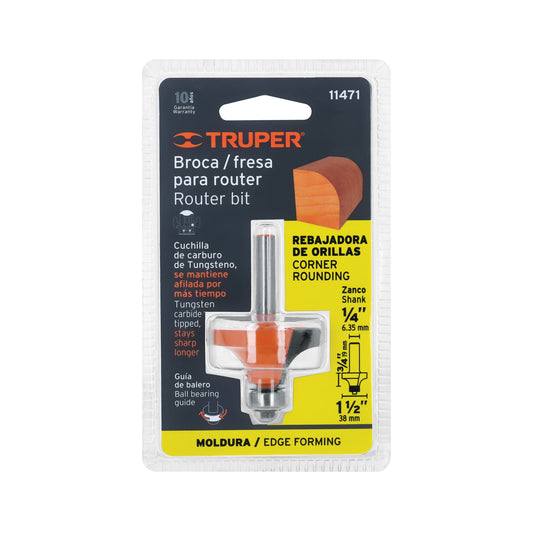 Broca para router redondeado 1-1/2" con balero