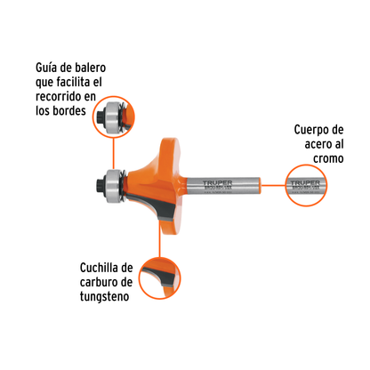 Broca para router redondeado 1-1/2" con balero