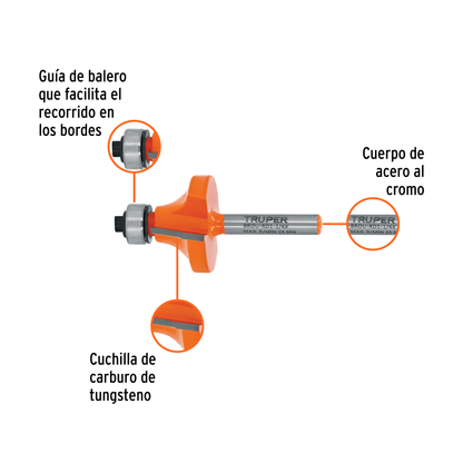 Broca para router redondeado 1-1/4" con balero