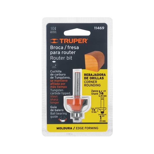 Broca para router redondeado 1" con balero