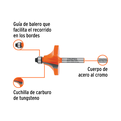 Broca para router redondeado con moldura 1-1/2"