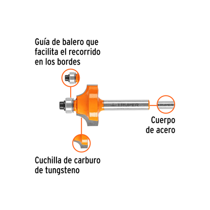 Broca para router redondeado con moldura 1"