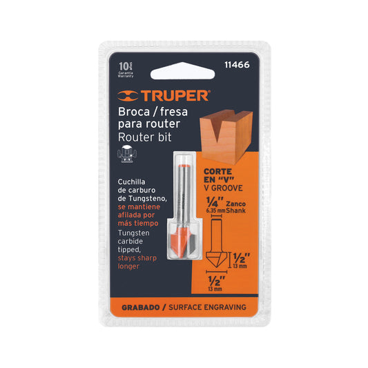 Broca para router corte en "V" 1/2"