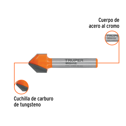 Broca para router corte en "V" 1/2"