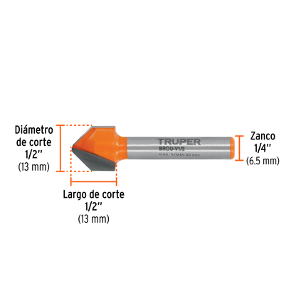 Broca para router corte en "V" 1/2"