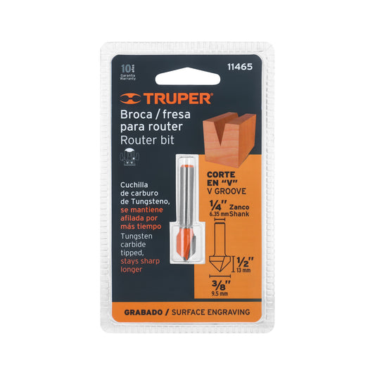 Broca para router corte en "V" 3/8"
