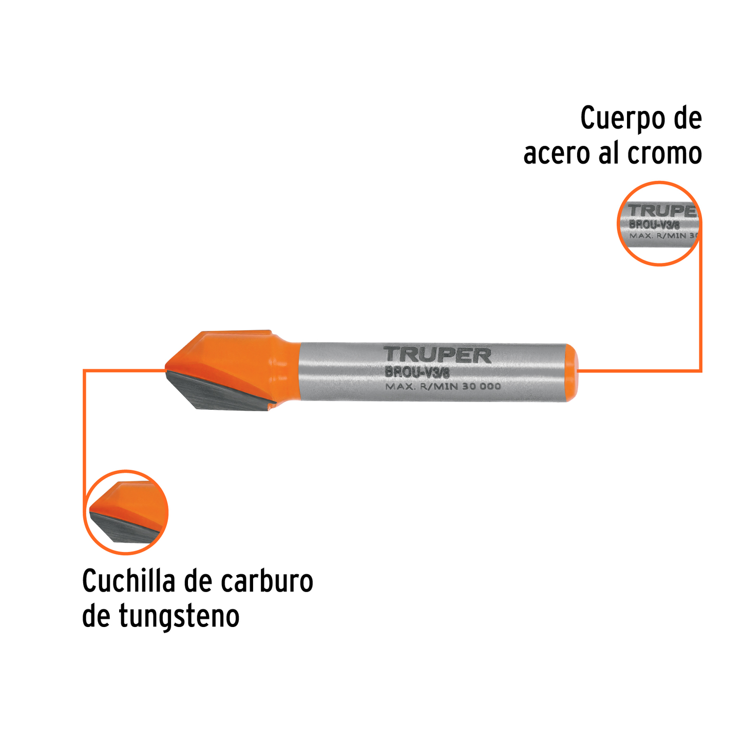 Broca para router corte en "V" 3/8"