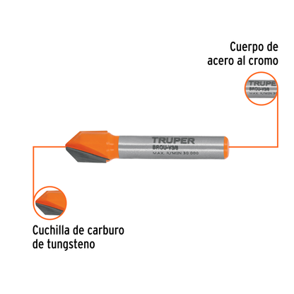Broca para router corte en "V" 3/8"