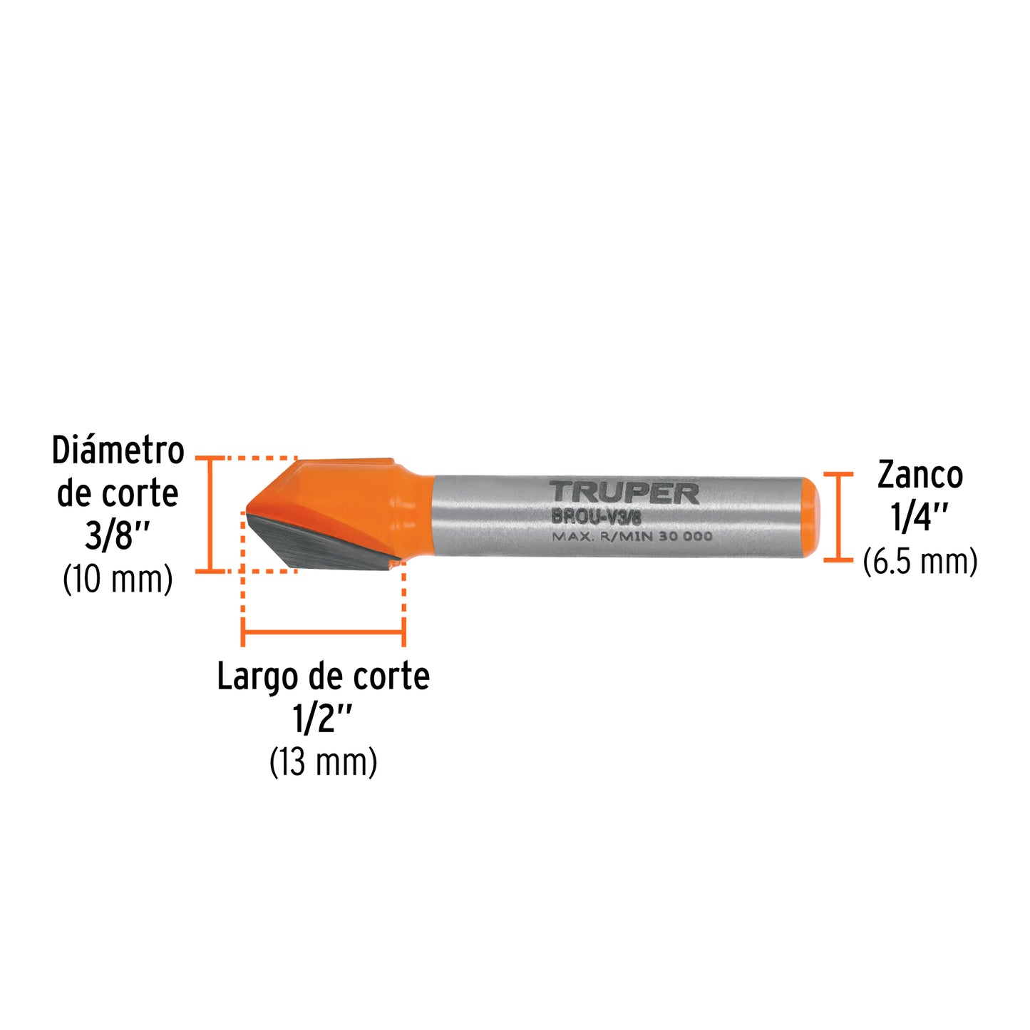 Broca para router corte en "V" 3/8"