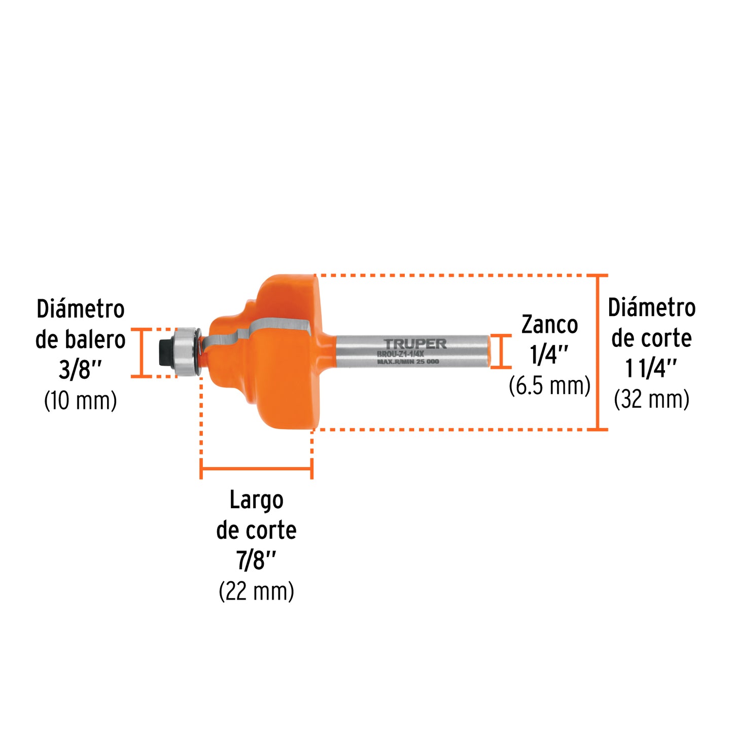Broca para router zafiro 1-1/4" con balero