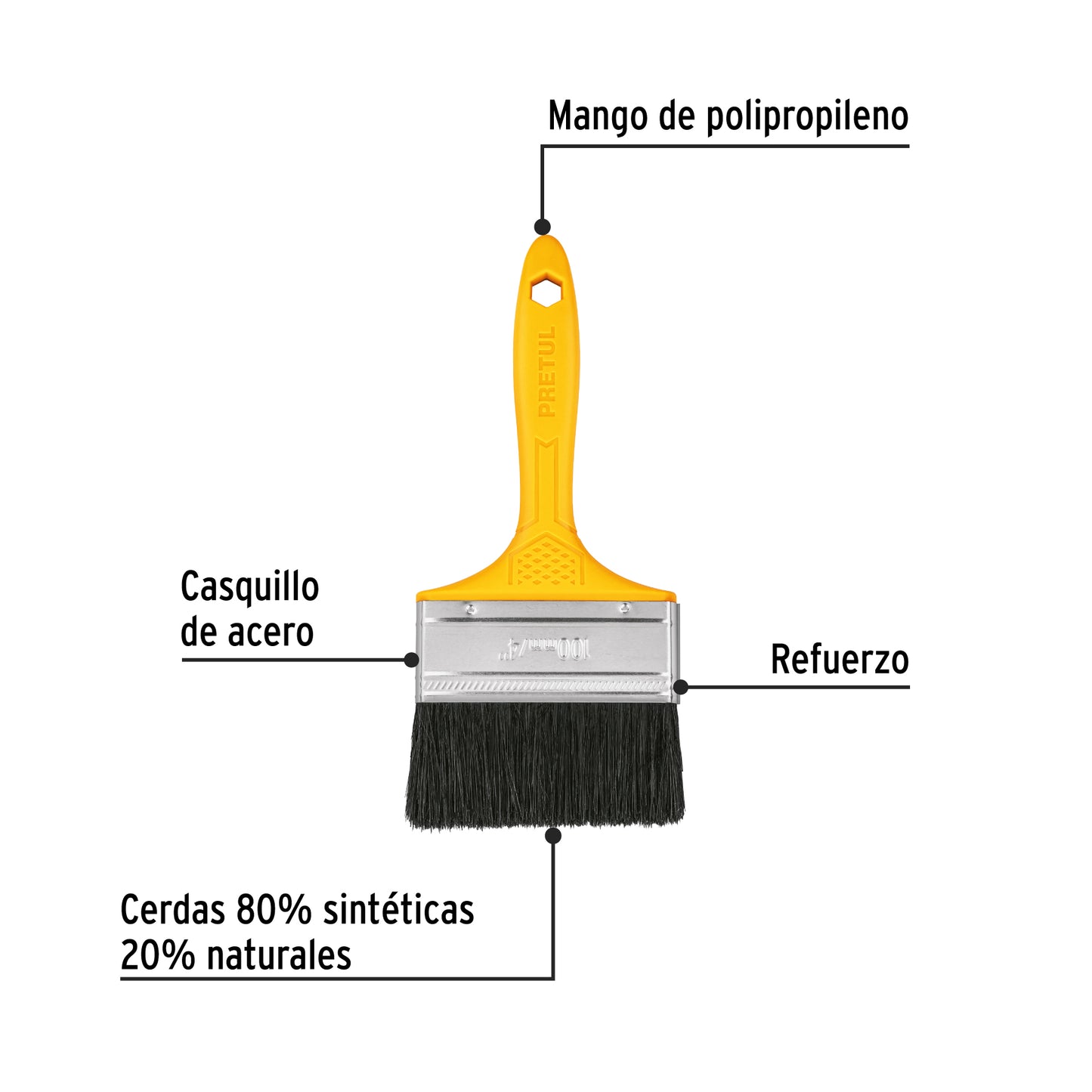 Brocha uso general de 4 pulgadas con mango de plástico