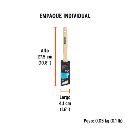 Brocha cerdas sintéticas 1-1/2" corte angular, mango madera · vista 6