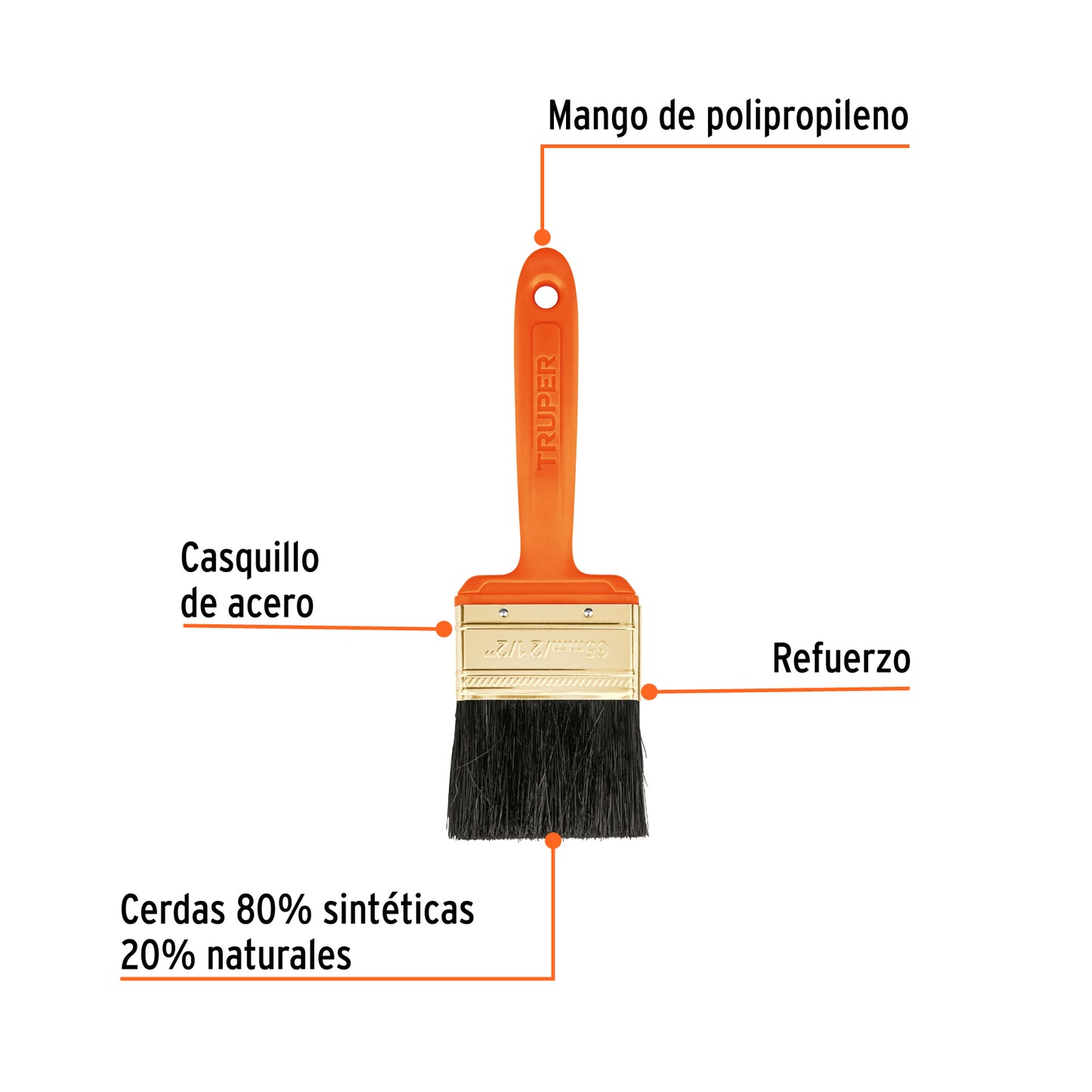 Brocha profesional de 2 1/2 pulgadas con mango de plástico