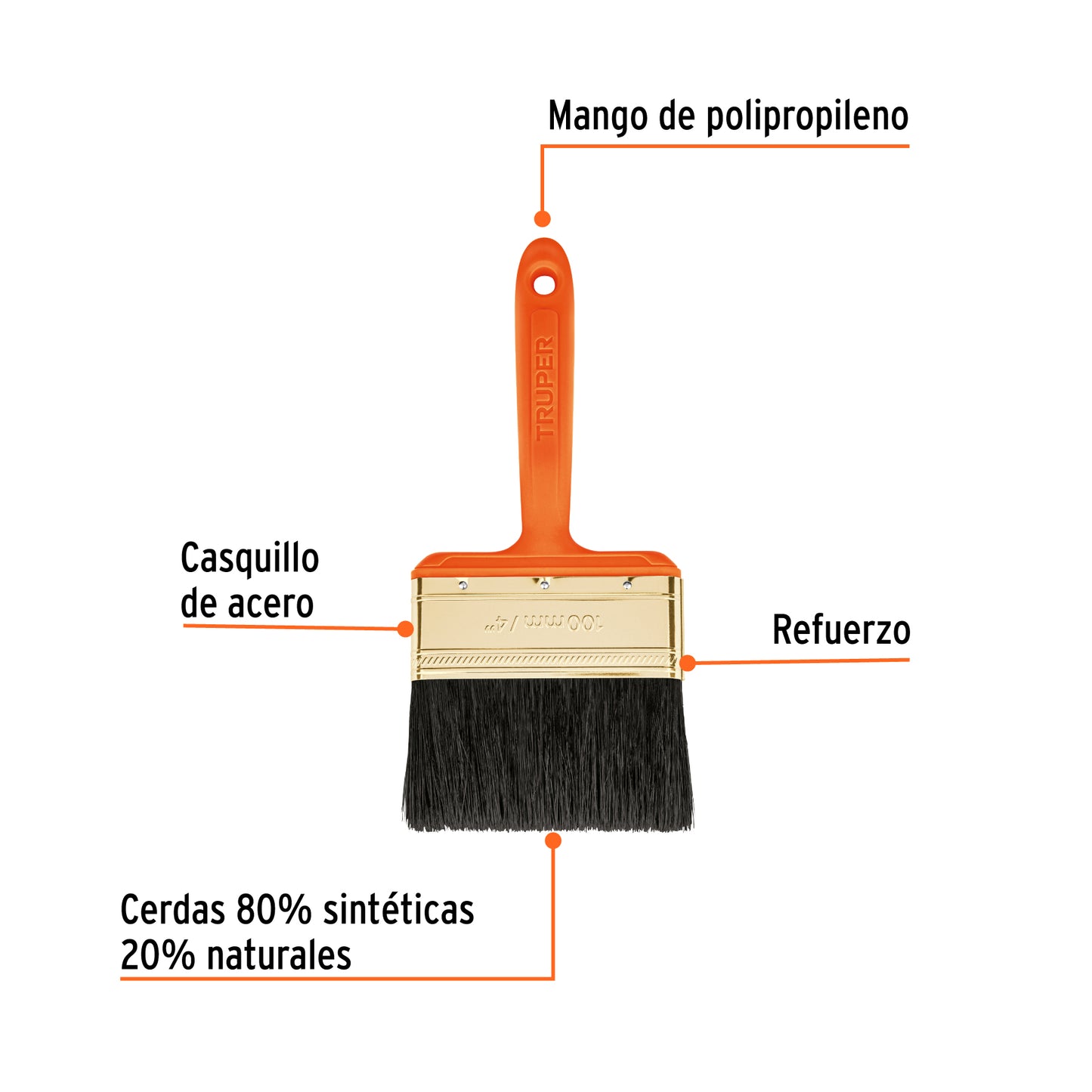 Brocha profesional de 4 pulgadas con mango de plástico