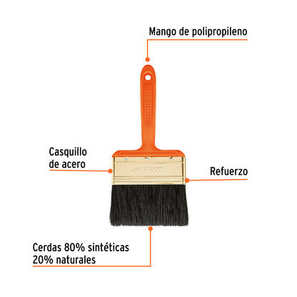 Brocha profesional de 4 pulgadas con mango de plástico