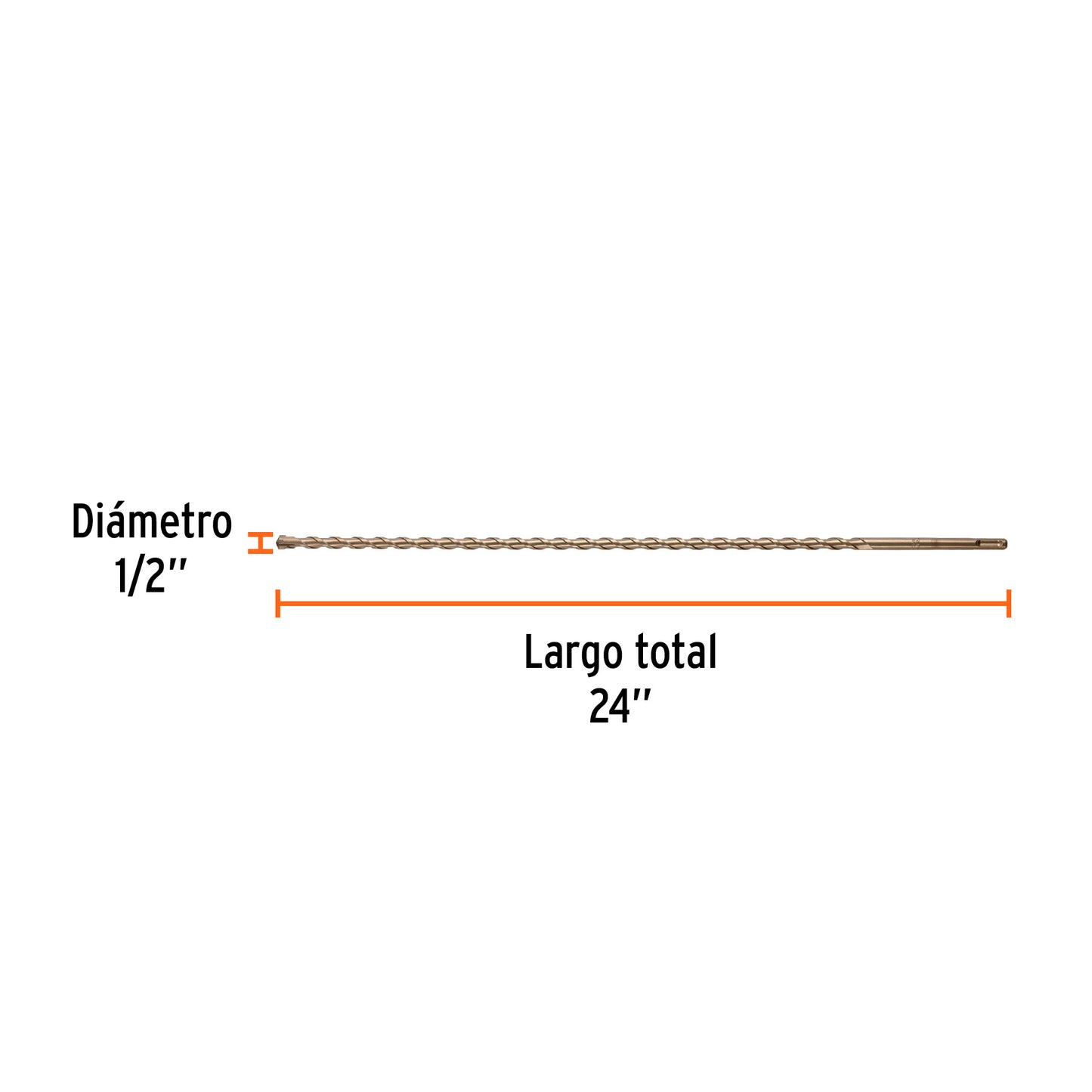 Broca SDS Plus de 1/2 x 24 pulgadas con doble inserto de carburo