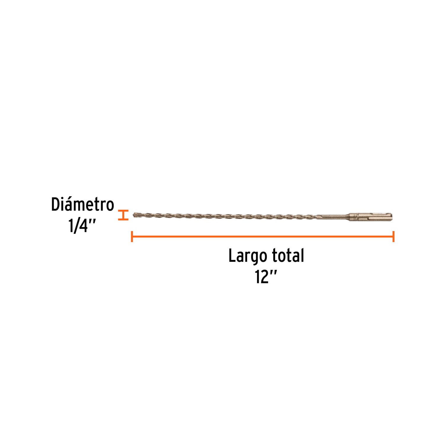 Broca SDS Plus de 1/4 x 12 in con cuerpo de acero al cromo