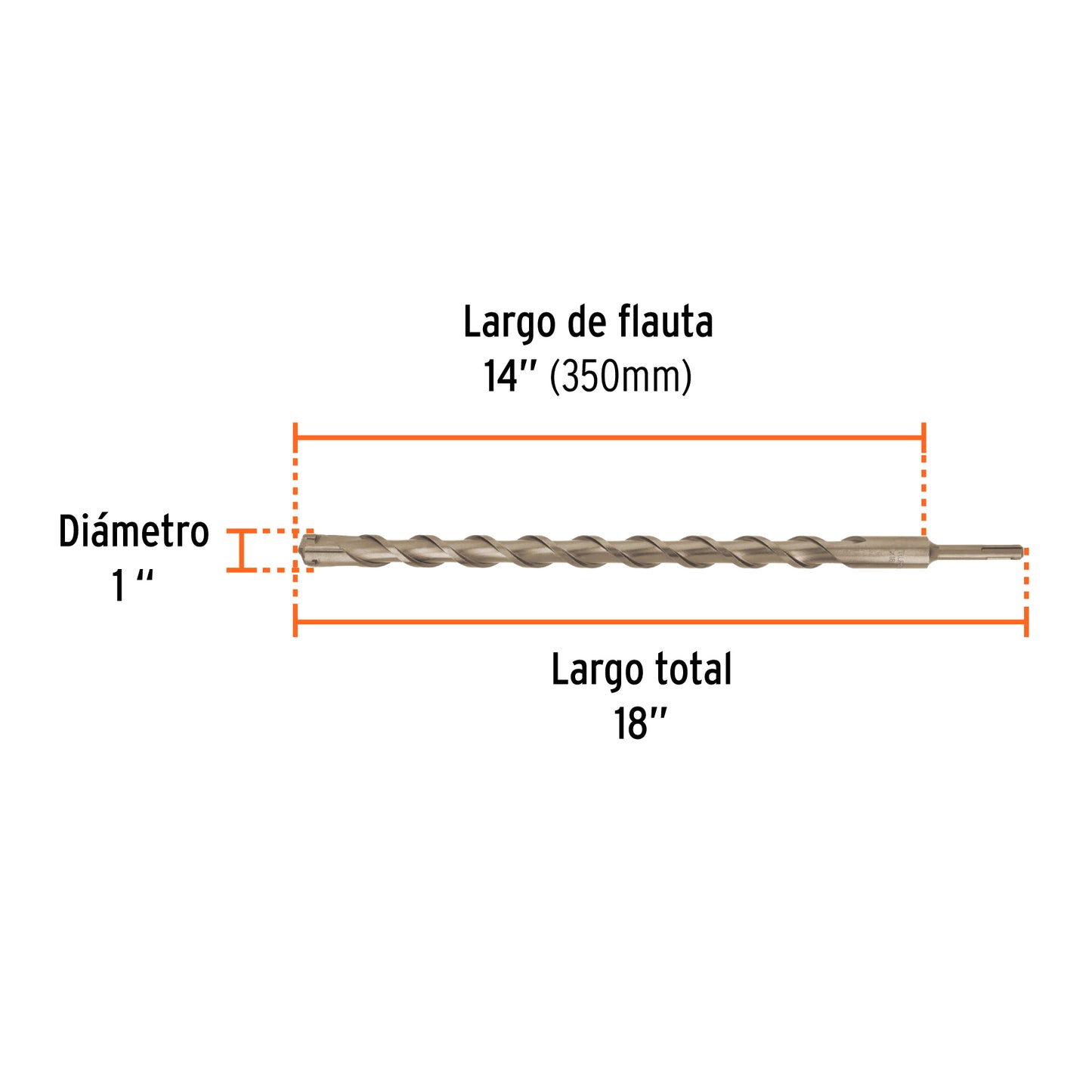 Broca SDS Plus de 1 in con largo de 18 in