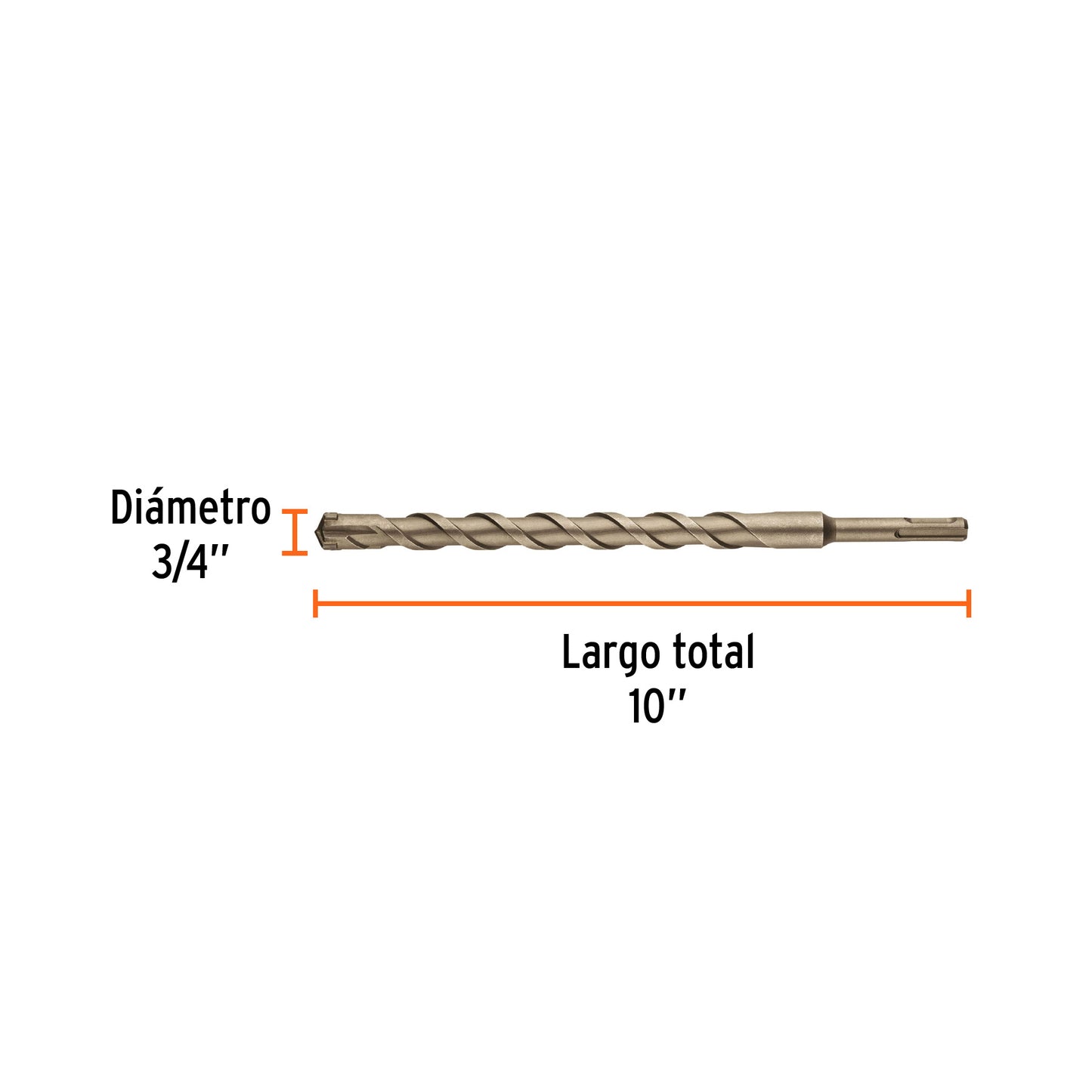Broca SDS Plus de 3/4 in con largo de 10 in