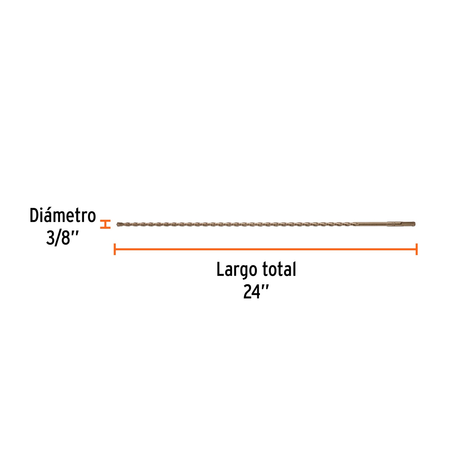 Broca SDS Plus de 3/8 x 24 in con cuerpo de acero al cromo
