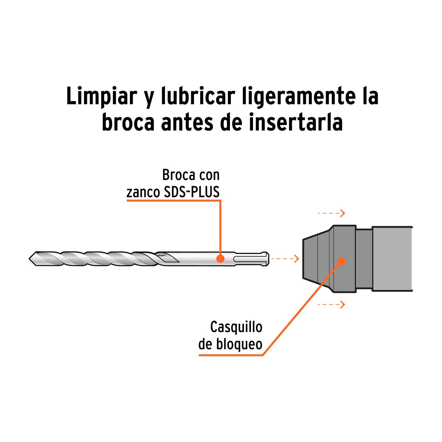 Broca SDS Plus de 3/8 x 8 in con cuerpo de acero al cromo
