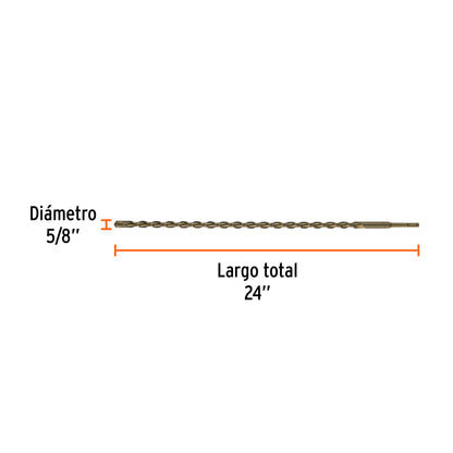 Broca SDS Plus de 5/8 in con largo de 24 in