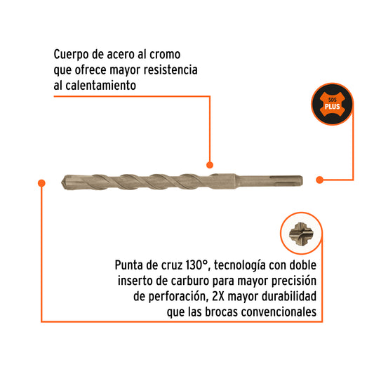 Broca SDS Plus de 5/8 in con largo de 8 in