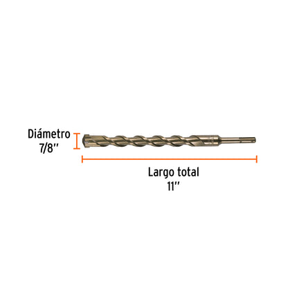 Broca SDS Plus de 7/8 in con largo de 11 in