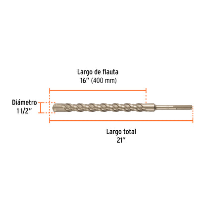 Broca SDS max de 1-1/2" x 21"