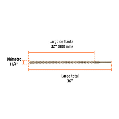 Broca SDS max de 1-1/4" x 36"