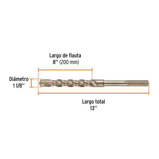 Broca SDS max de 1-1/8" x 13"