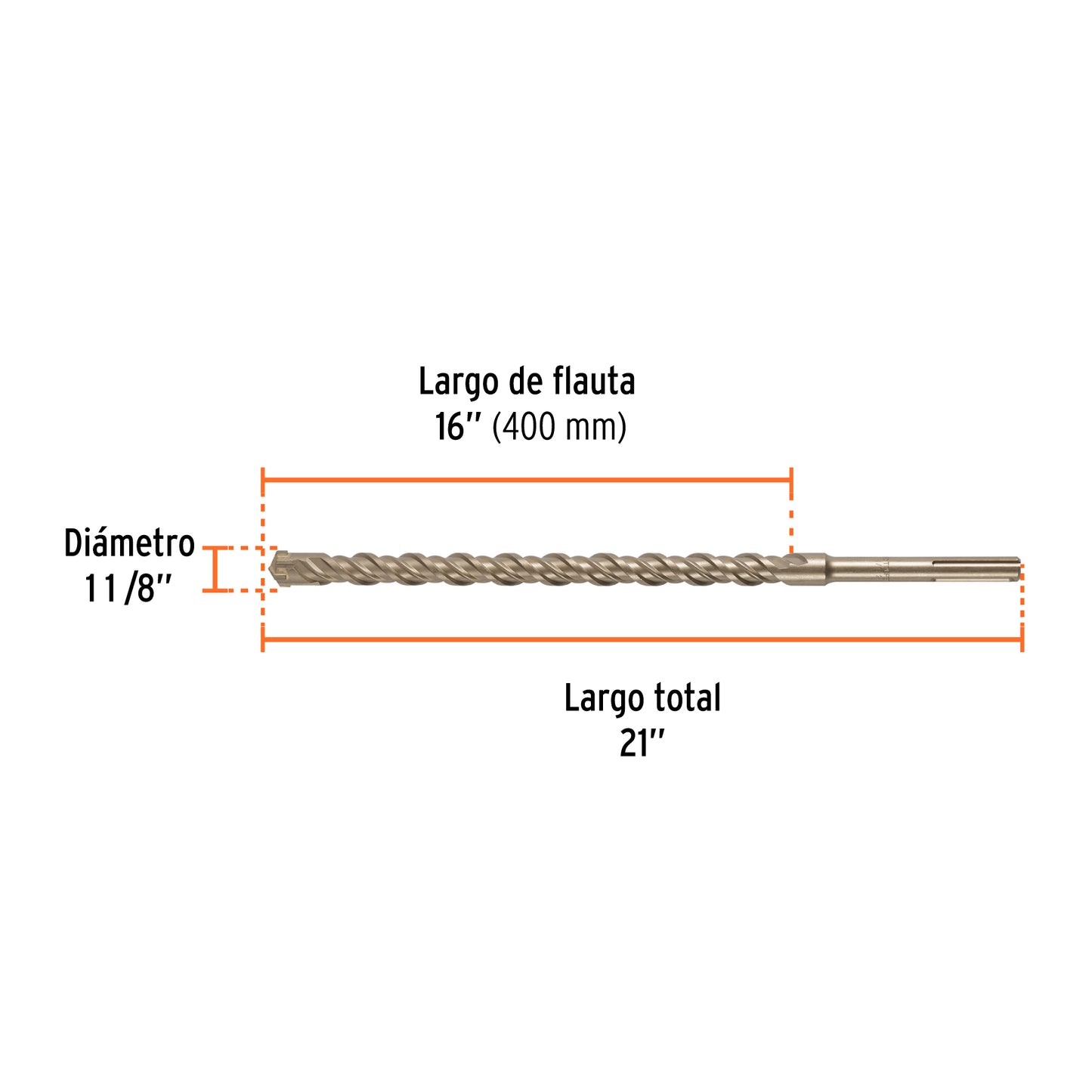 Broca SDS max de 1-1/8" x 21"