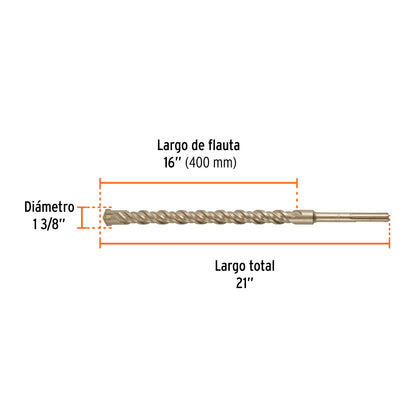 Broca SDS max de 1-3/8" x 21"