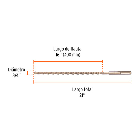 Broca SDS max de 3/4" x 21"