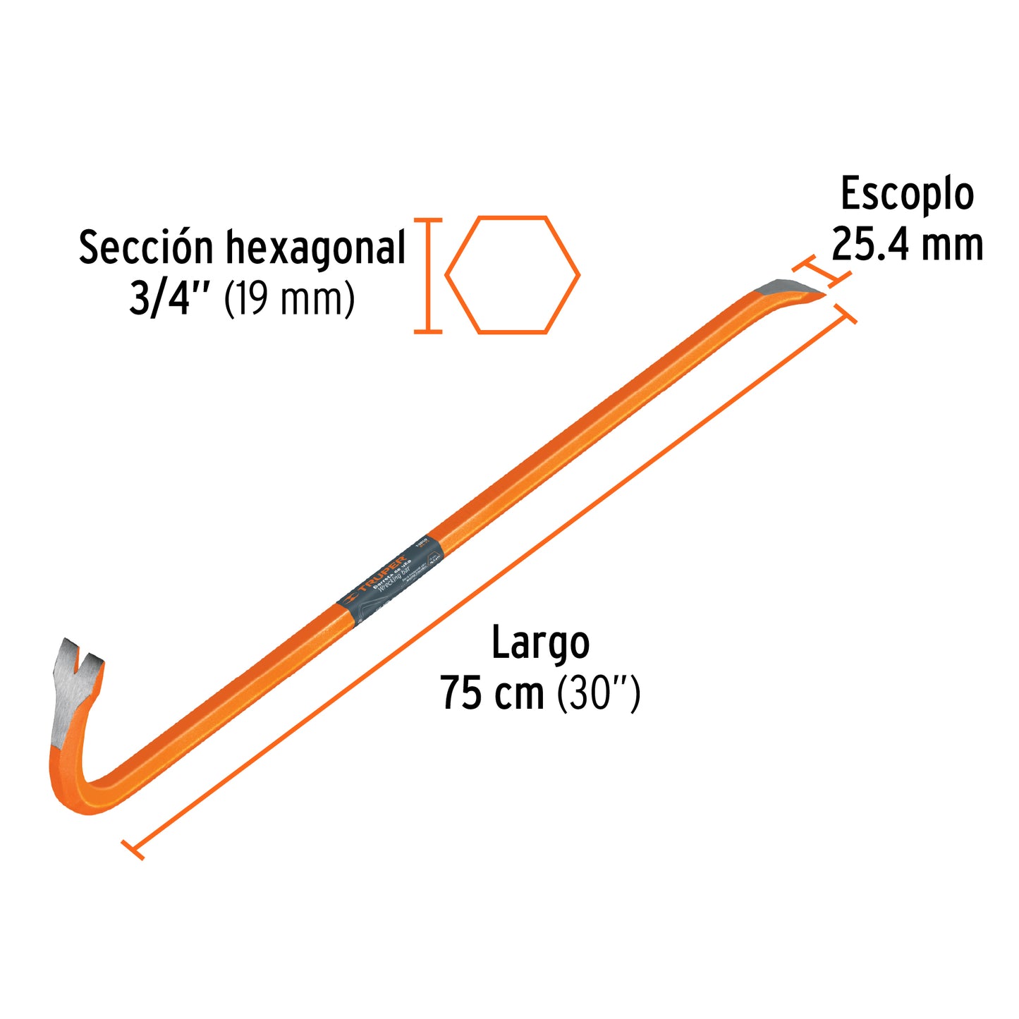Barreta de uña de 3/4 in y 75 cm ideal para sacar clavos y desarmar cimbras