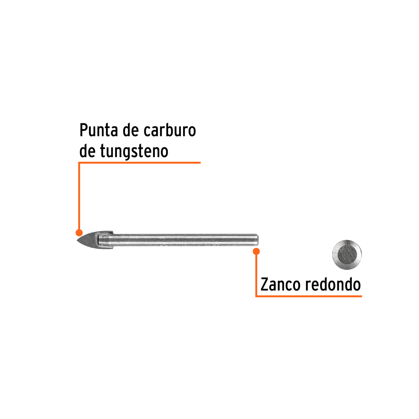 Broca para vidrio y azulejo de 1/4"
