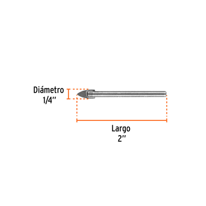 Broca para vidrio y azulejo de 1/4"
