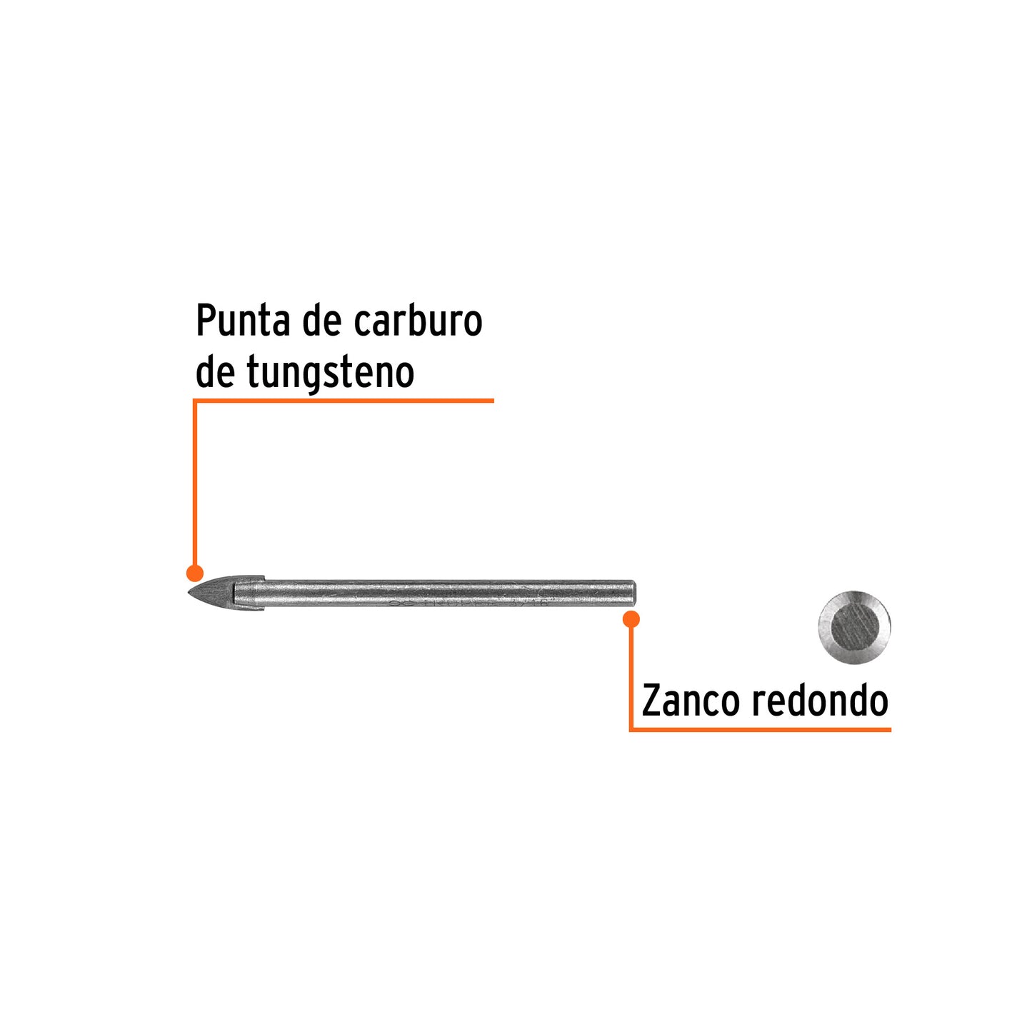 Broca para vidrio y azulejo de 3/16"