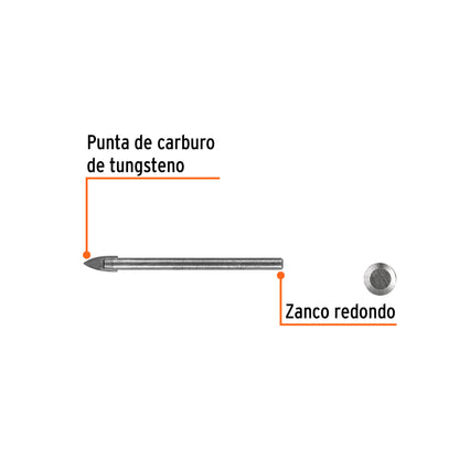 Broca para vidrio y azulejo de 3/16"
