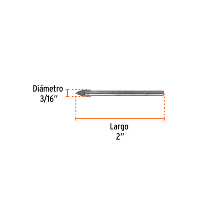 Broca para vidrio y azulejo de 3/16"