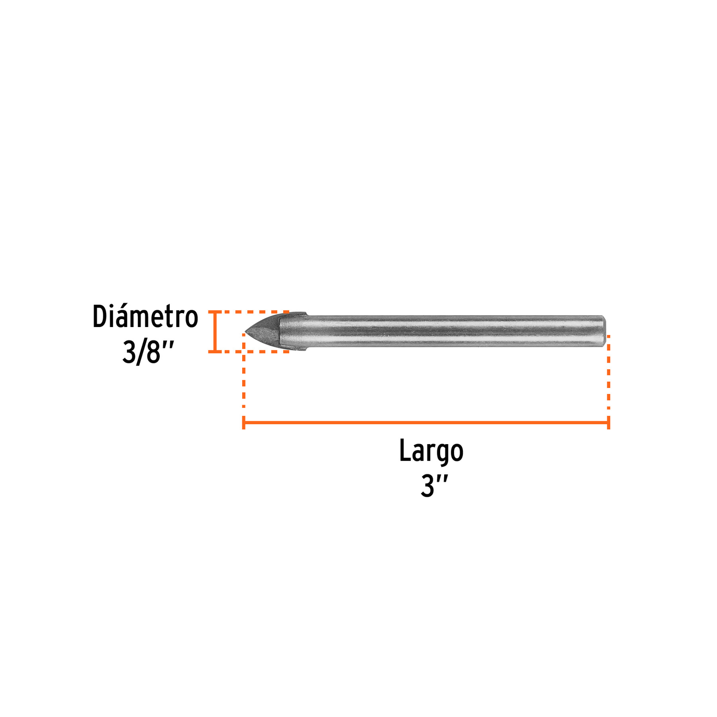 Broca para vidrio y azulejo de 3/8 pulgadas