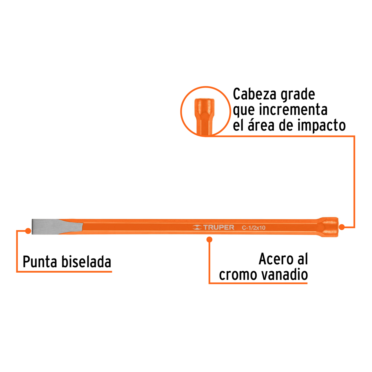 Cincel de corte frío de 1/2 X 10"