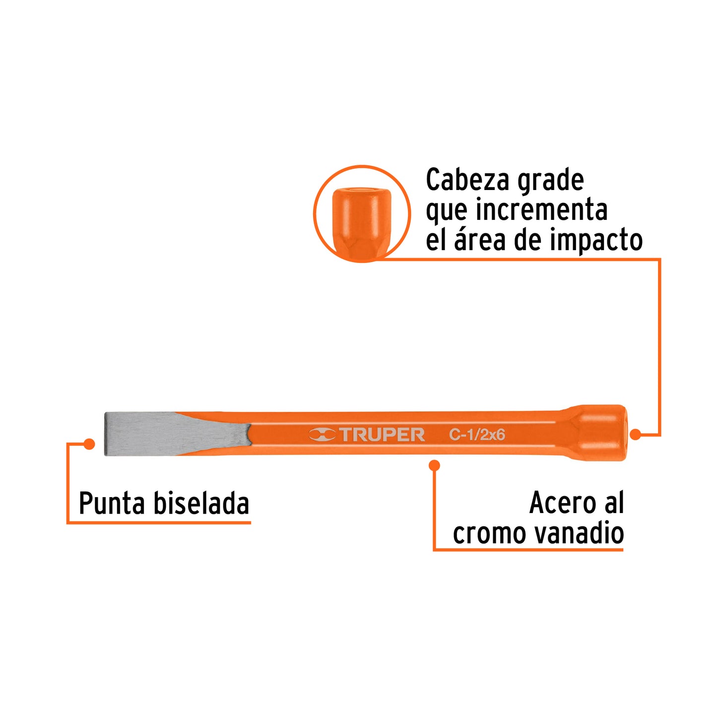Cincel de corte frío de 1/2 x6"