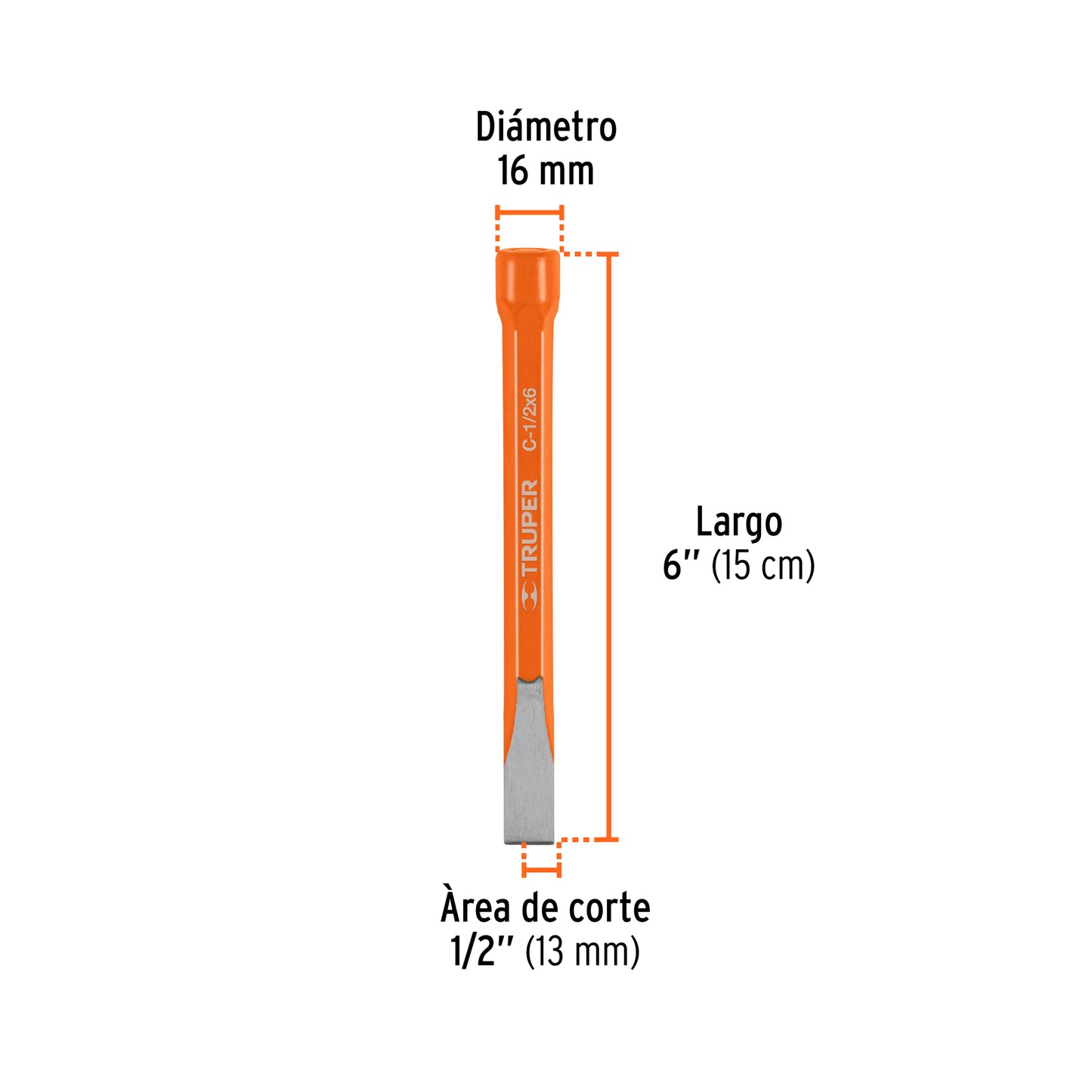 Cincel de corte frío de 1/2 x6"