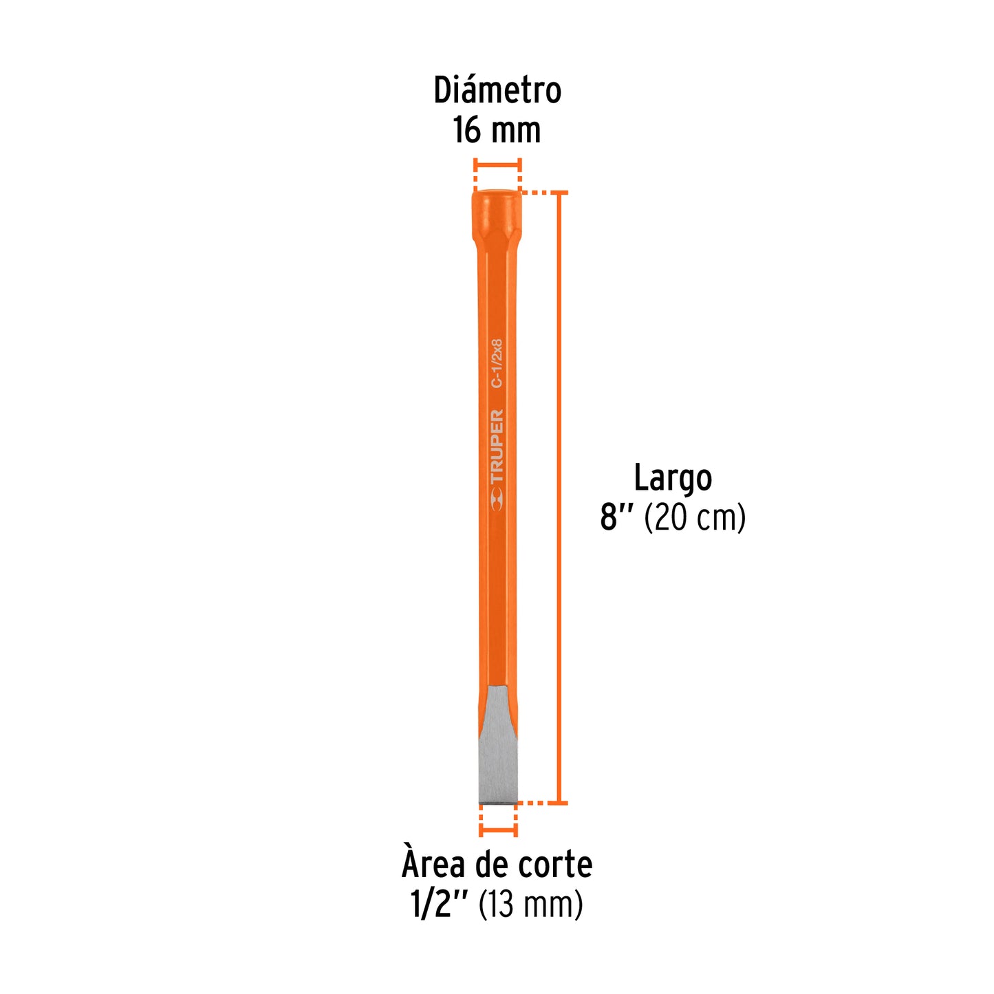 Cincel de corte frío de 1/2 X 8"