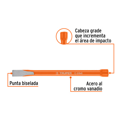 Cincel de corte frío de 3/8x6"