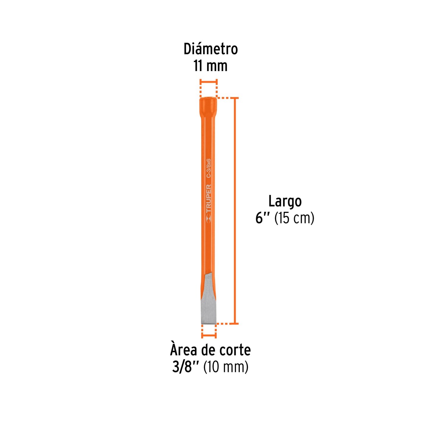 Cincel de corte frío de 3/8x6"