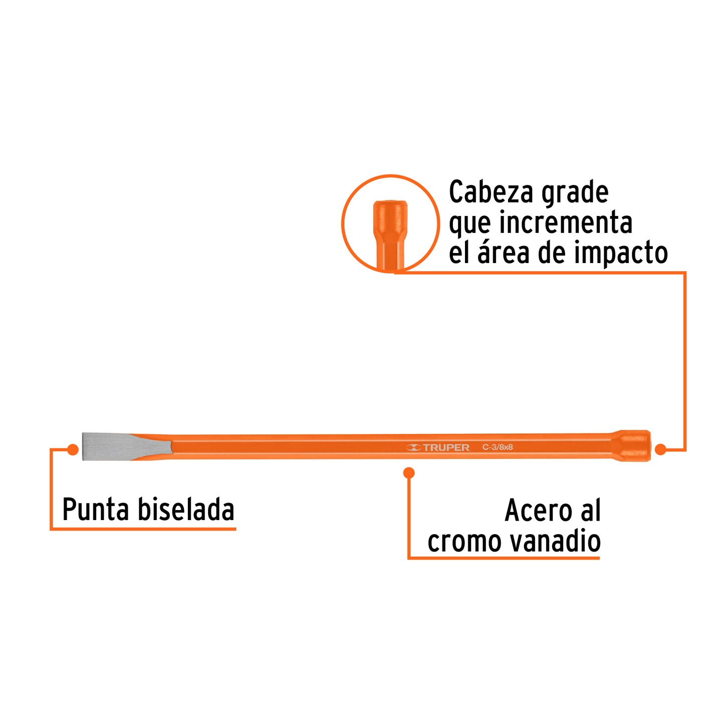 Cincel de corte frío de 3/8 X 8"